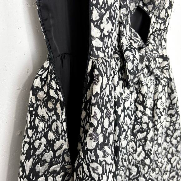Erin Fetherston Resort 2014 Doily Jacquard Bow Back Dress Black Silver Size 2 - Picture 10 of 12